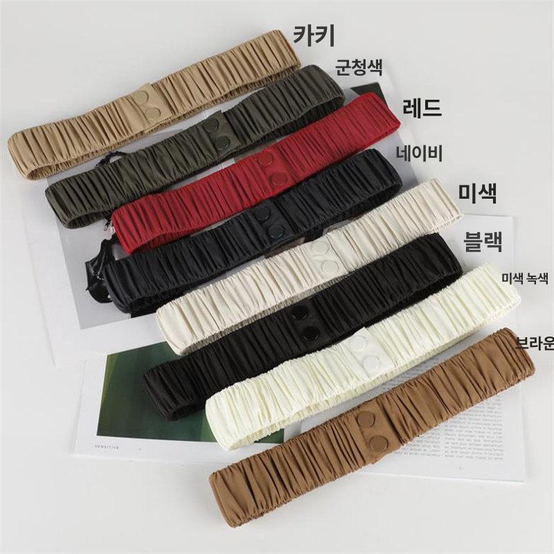 여성 패딩 벨트 시보리 스트랩 청바지 허리띠 블랙 - 상세 이미지 4