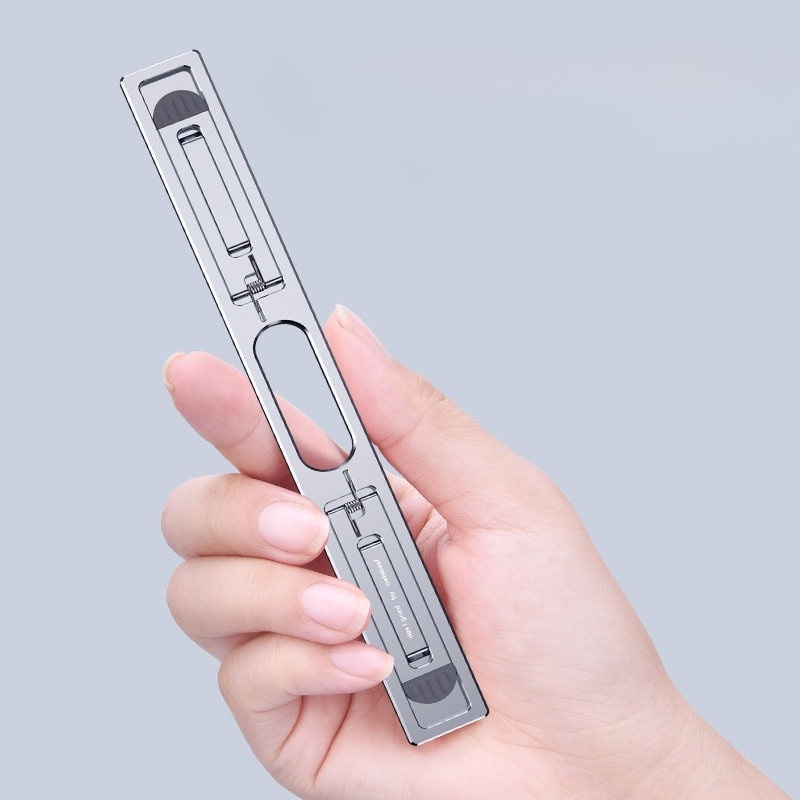 붙이는 노트북거치대 노트북 스탠드 미니 쿨링 부착식 접이식 부착식스탠드 조절 받침대 미니멀리스트 - 블랙 - 상품 이미지