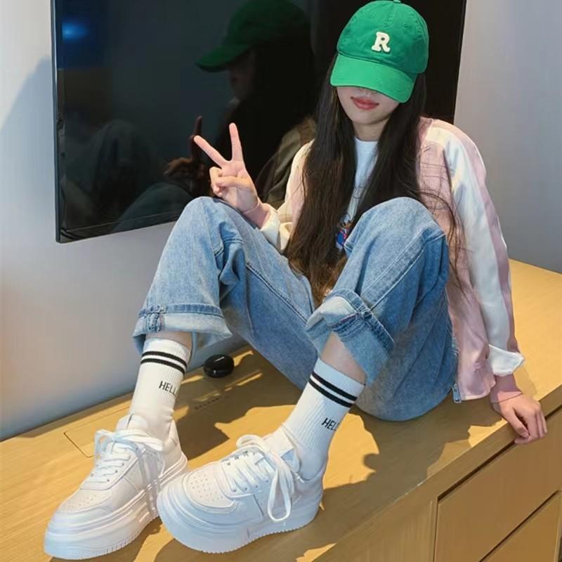 매쉬 키높이 운동화 6cm 망사 통기성 발 편한 올화이트 스니커즈 - 상세 이미지 4