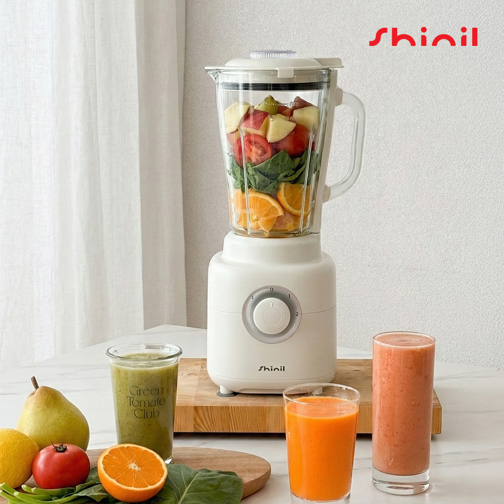 [26년형] 신일 믹서기 소형 미니 블렌더 유리 가정용 과일 주스 이유식 8중칼날