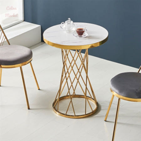 챌리나마켓 고급 원형 금색다리테이블 카페2인원형테이블