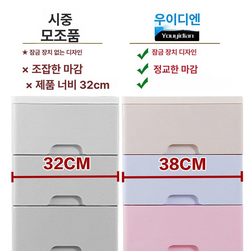 5단 대형 서랍장 플라스틱 옷수납장 조립식 광폭 와이드 수납장 - 상세 이미지 3