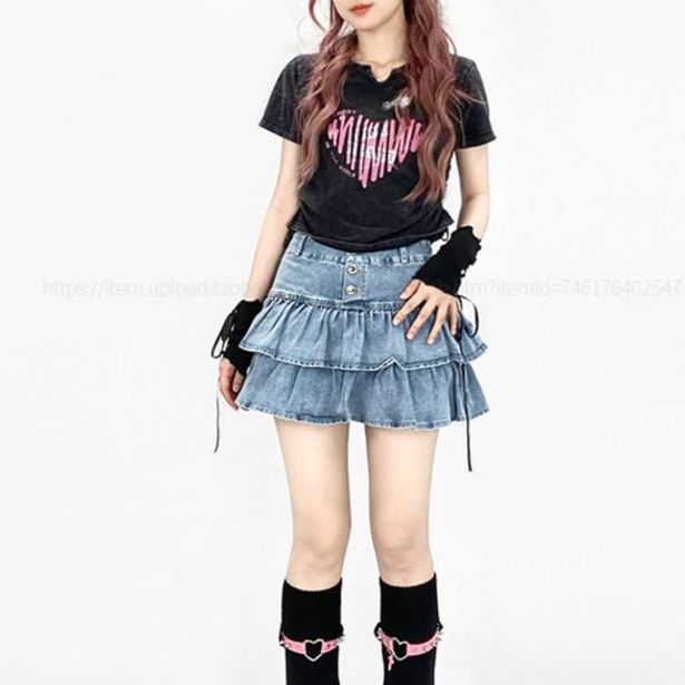 여성 빅사이즈 빈티지 셔츠 하트 프린팅 셔링 지뢰계 - 상품 이미지