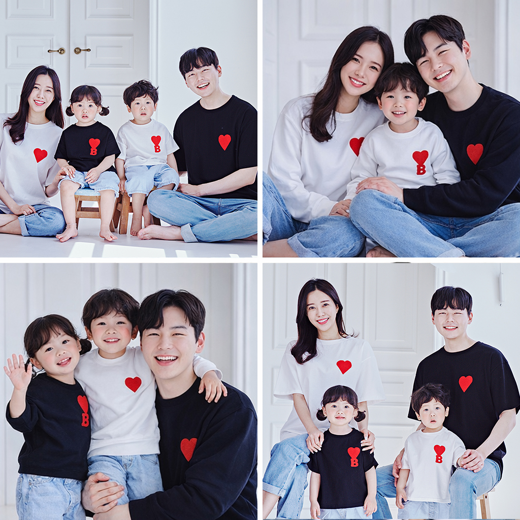 여행 대가족사진의상 돌촬영 패밀리룩 칠순환갑 B하트 반팔 패밀리 22B01 - 상품 이미지