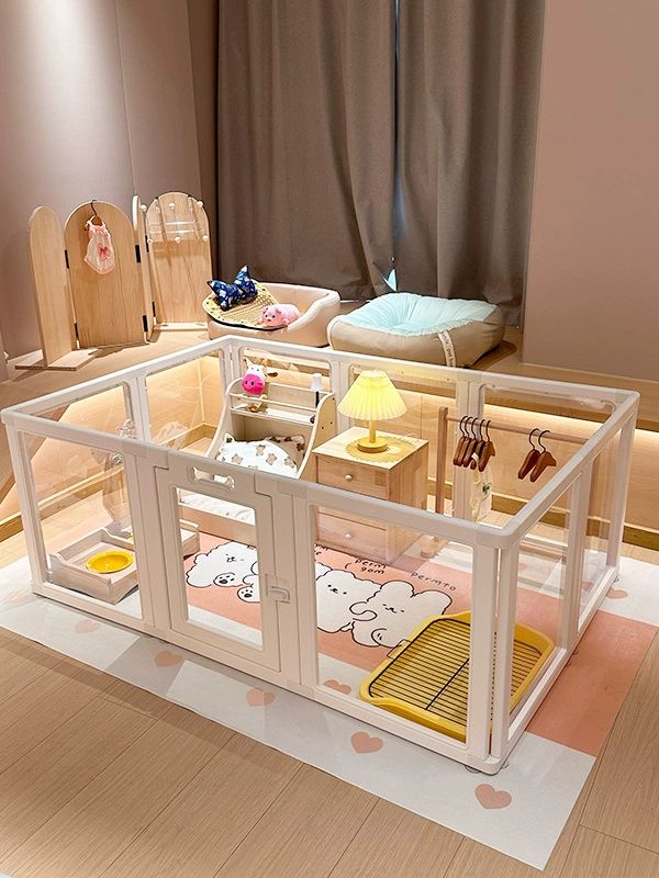 애견 실내 조립식 케이지 야외 휀스 철제 펜스 접이식 완전 투명 칸막이 5 x 1 105 경사 55 60cm 높이 - 상품 이미지