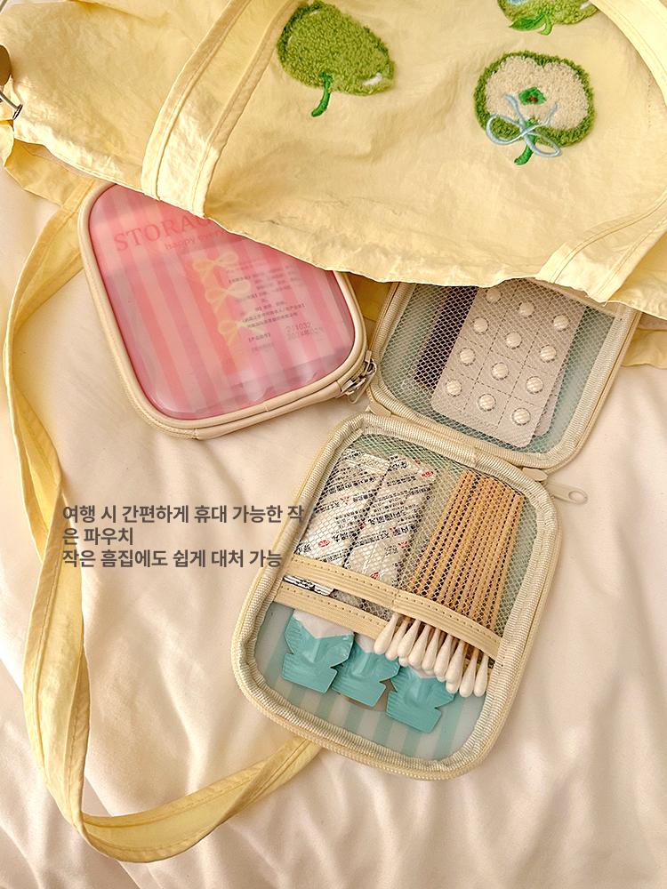 휴대용 약 중형 PVC 투명 여행용 수납 가방 대형 체리블라썸핑크 - 상세 이미지 3