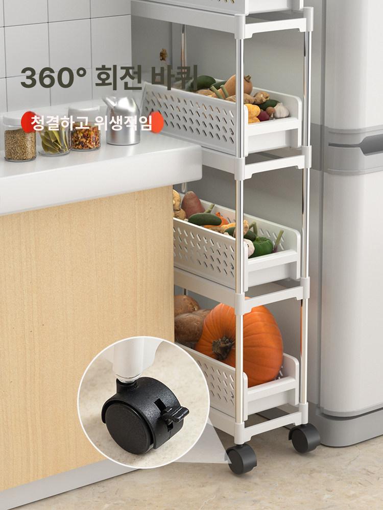 틈새 수납장 주방 그릇장 이동형 선반 홈카페장 냉장고 4칸 더편한추출 - 상세 이미지 5