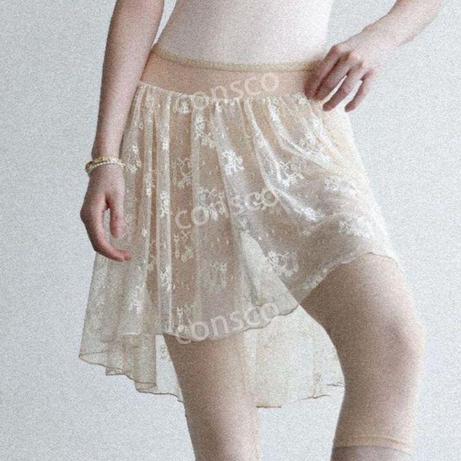 Danzbaby 발레복 플라워 레이스 쉬폰 미디스커트 - 상품 이미지