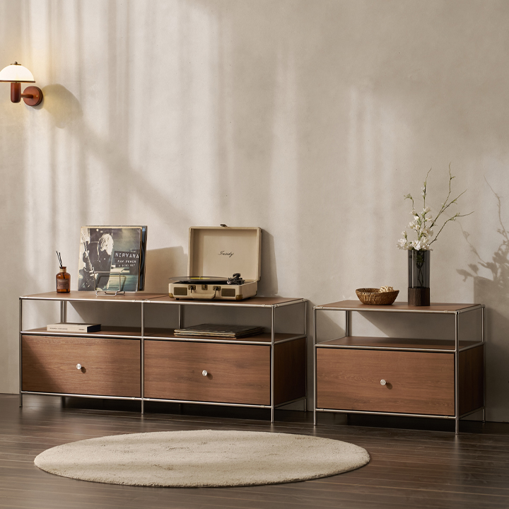 헤이몰리 헤이즈 미드센츄리 모듈 2단 1325 선반장 거실장