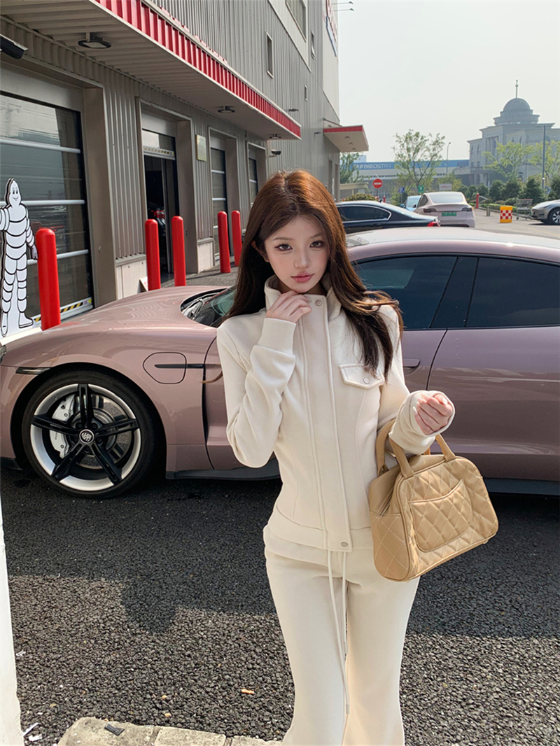 아이보리 투피스 포켓집업 자켓세트 부츠컷팬츠 이미지 6