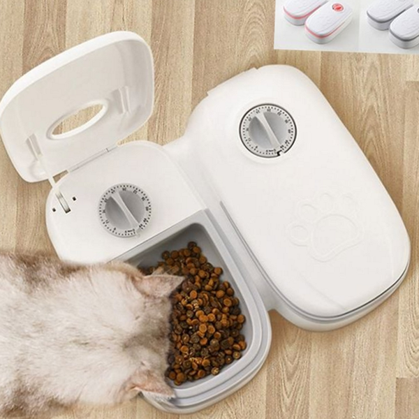 2구 반려동물 자동 급식기 고양이 반려동물 타이머 급식기 사료 식기