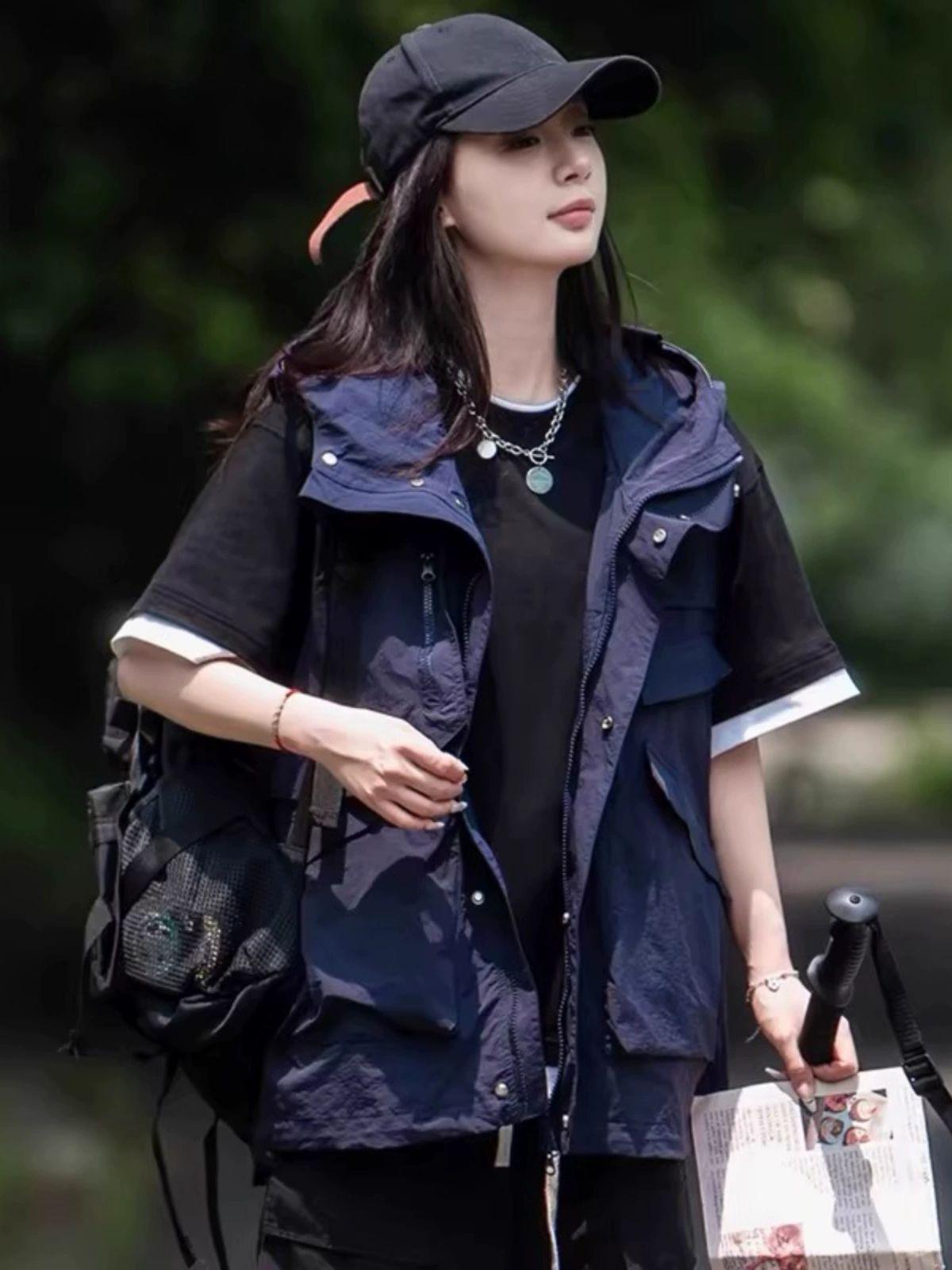 여성 바람막이 야상 조끼 간절기 집업 바스락 여름 점퍼 - 상세 이미지 3