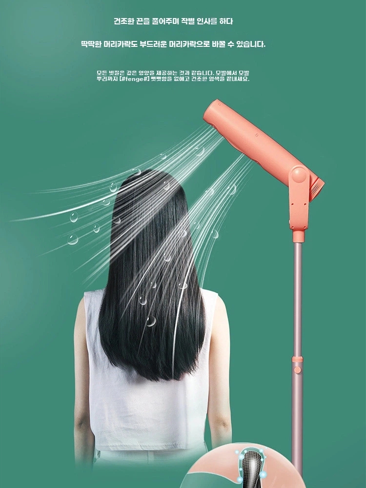수직형 헤어 드라이어 가정용 음이온 헤어 케어 고출력 접이식 드라이어 흰색 중국 220V - 상품 이미지