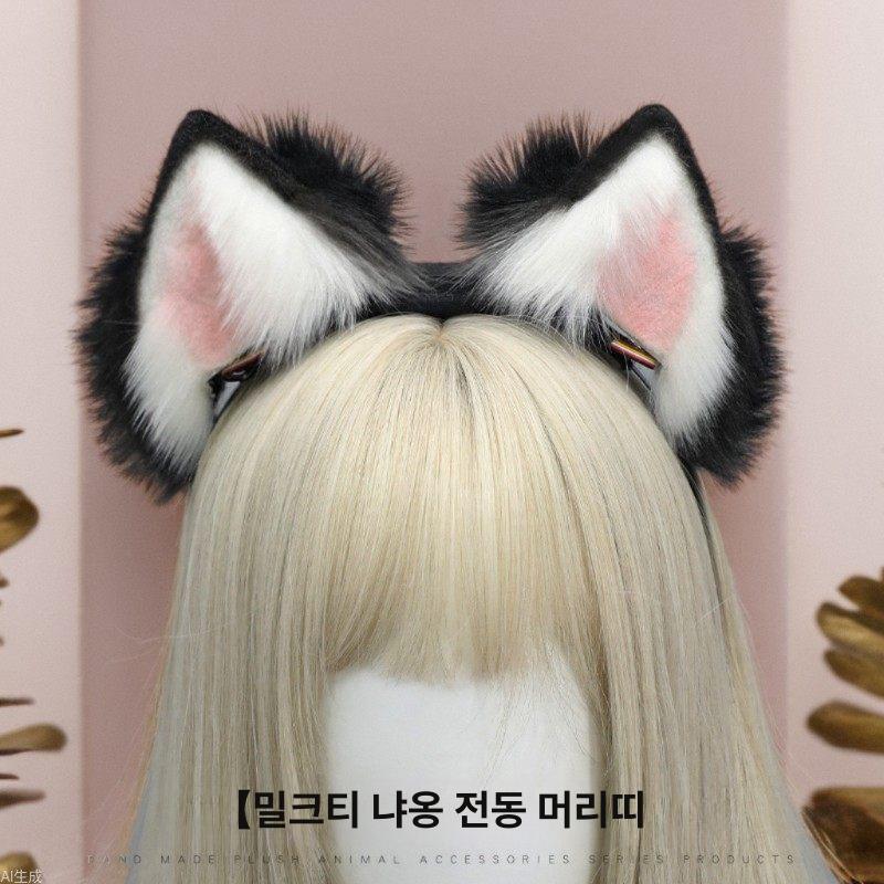 전동 애벌레 장난감 충전식 생쥐 코스튬 움직이는 꼬리 전동 밀크티 미야오 귀덮개 블랙 - 상세 이미지 2