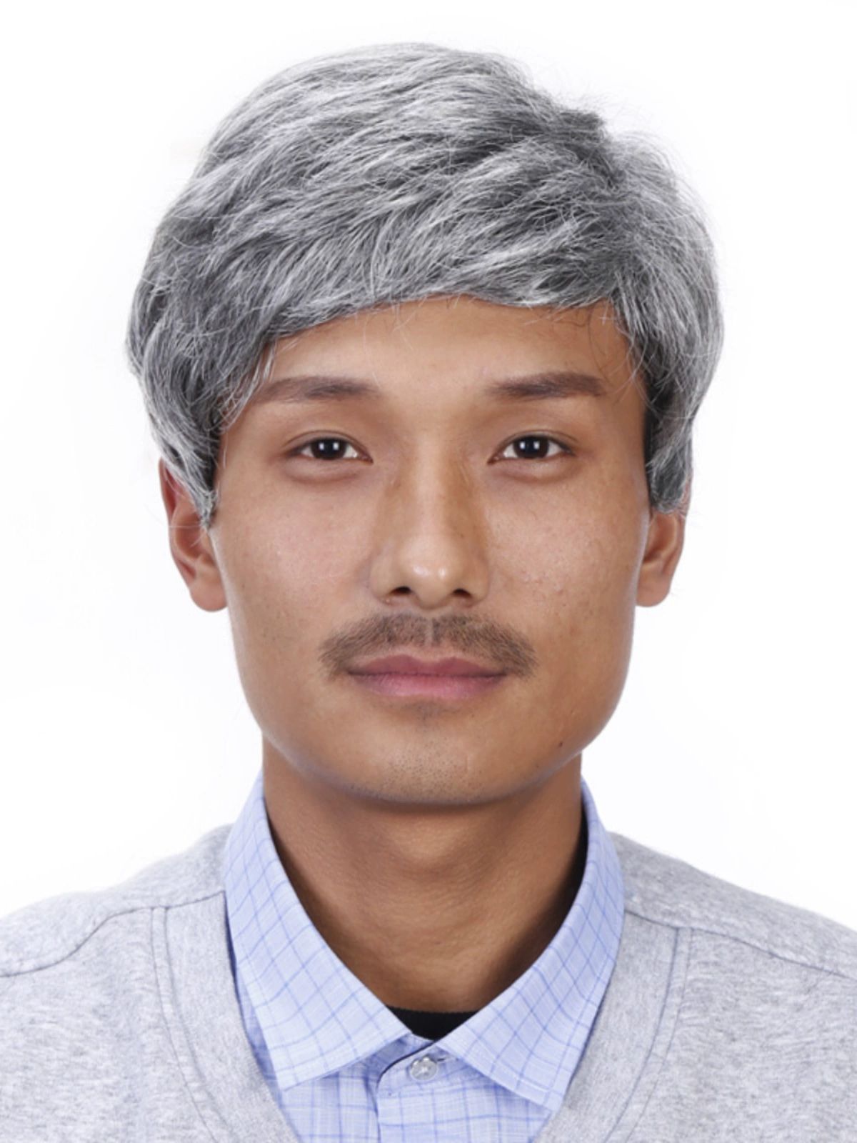 남자 중년 가발 정수리 부분 가발 아저씨 머리숱 보정 - 상품 이미지