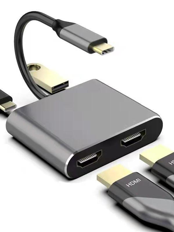 타입C 허브 확장 어댑터 C타입 멀티허브 젠더 충전 4-in-1 듀얼 HDMI 모델 - 상품 이미지