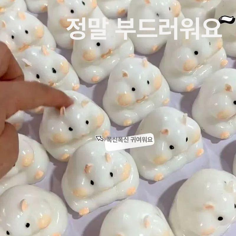 햄스터 말랑이 스퀴시 촉감 장난감 화이트 햄스터 - 상세 이미지 4