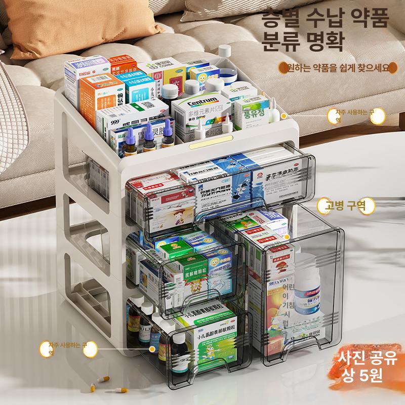 투명 약상자 탁상 서랍형 약 수납 정리함 약통 정리 - 상세 이미지 2