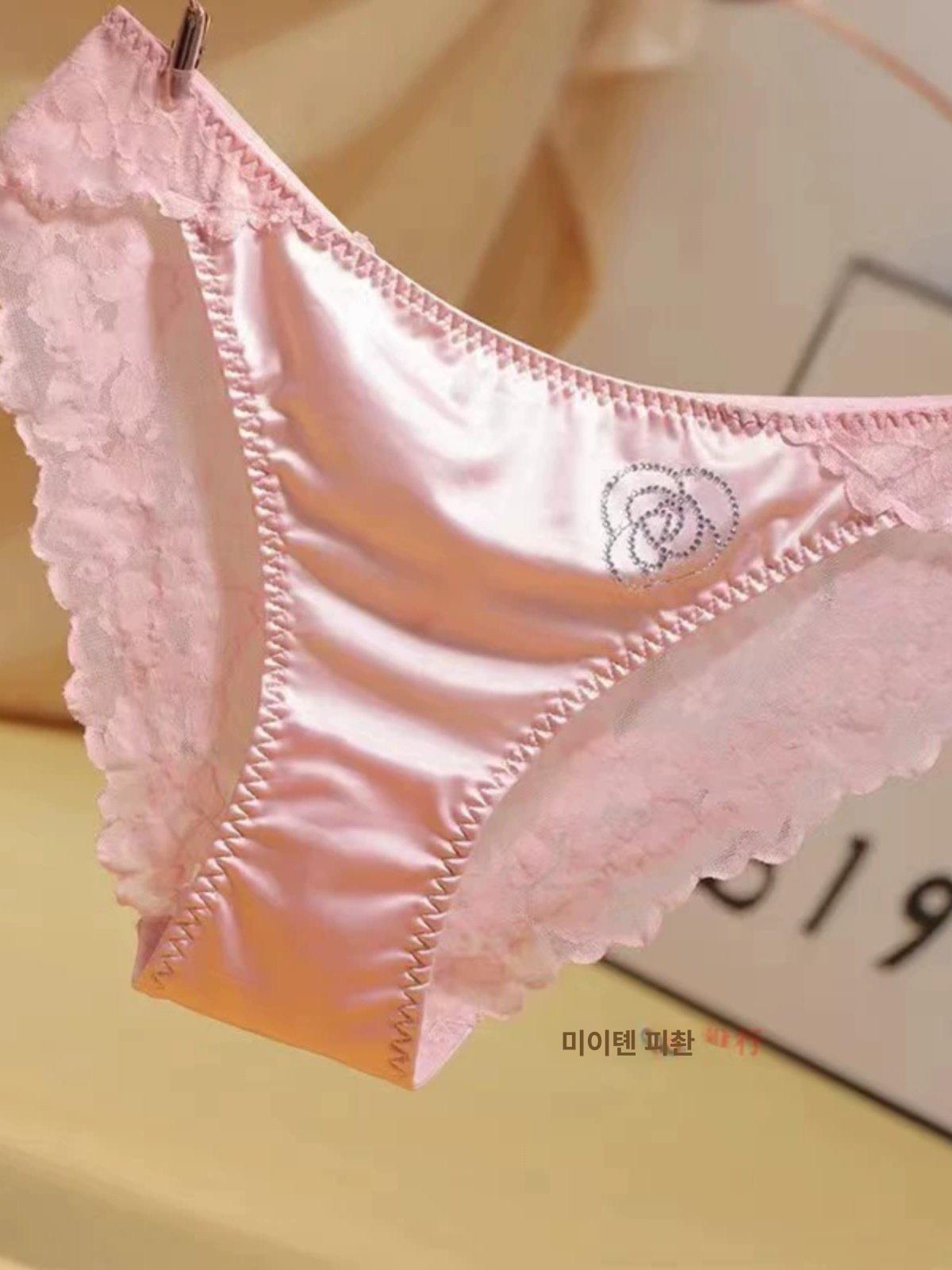 여성용 실크 새틴 팬티 레이스 신혼 삼각 선물용 - 상세 이미지 2