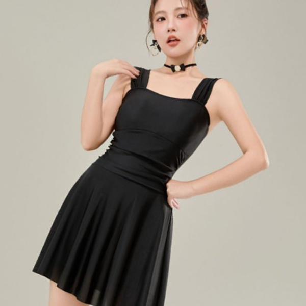 샤랄라 웨이스트 셔링 원피스 수영복 원피스 몸매보정 치마 세트 비키니 바지 여름 휴가 물놀이 모노 - 상품 이미지