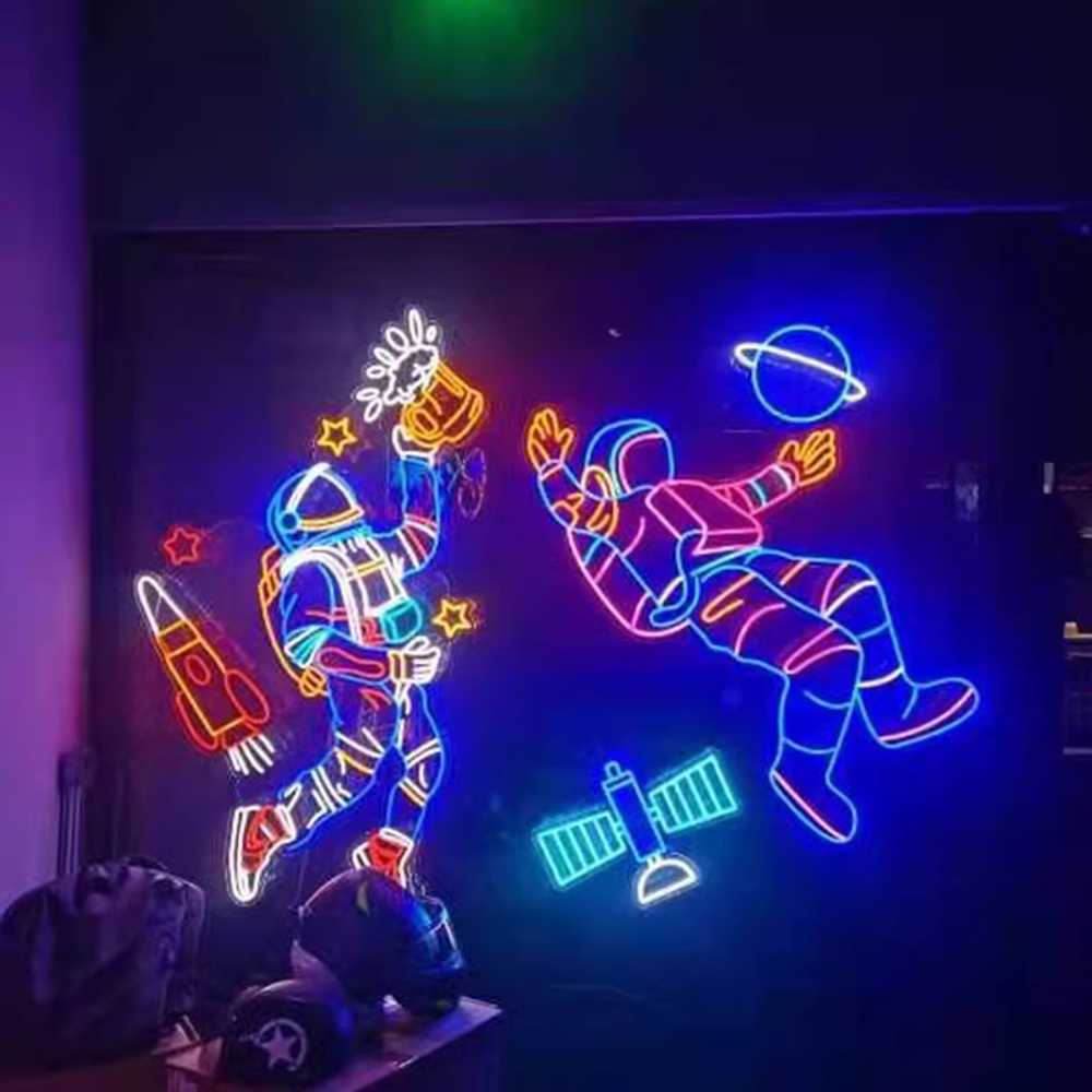 우주인 네온사인 바 파티조명 분위기연출 야간 클럽 A 80x63cm 이미지 6