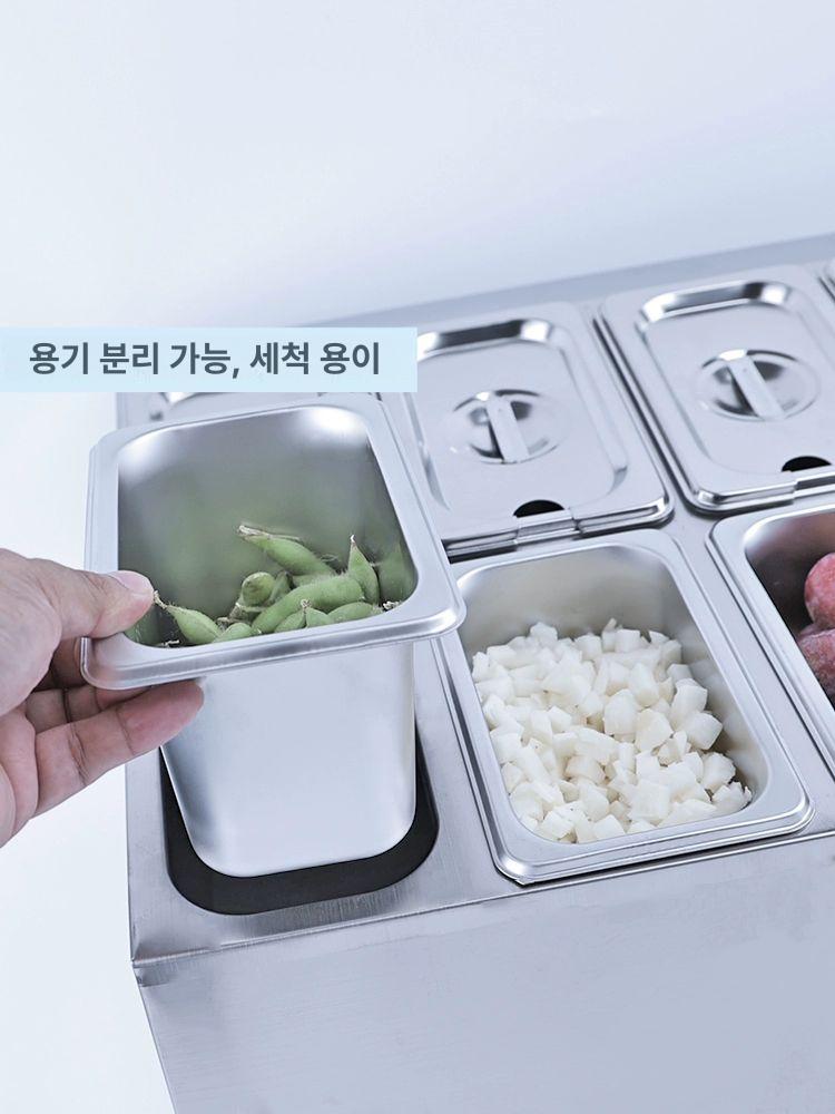 스테인리스 소분용기 업소용 뷔페 반찬통 카페 토핑통 6인분 1단 3칸 - 상세 이미지 2
