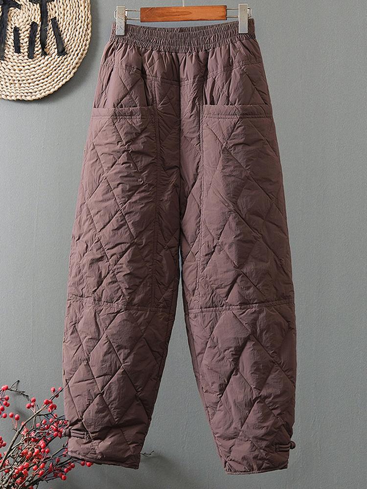 여성 겨울 누빔 패딩 바지 퀼팅 밴딩 항아리 경량 방한복 - 상세 이미지 3