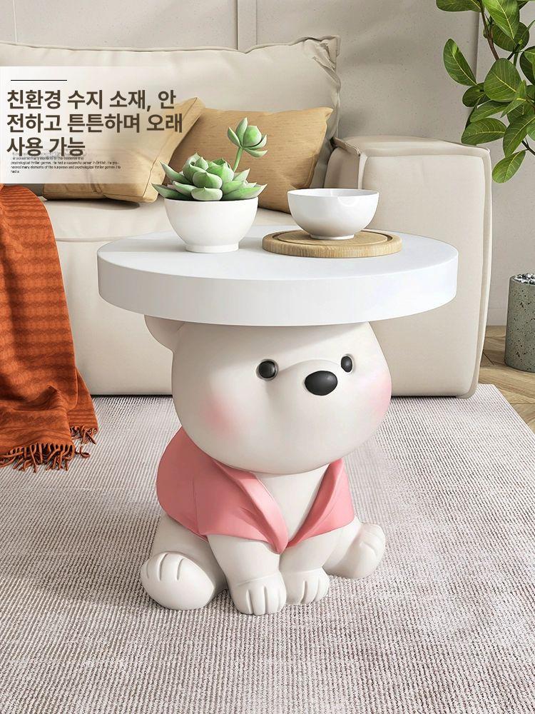 사이드 세라믹 탁자 카페 스타일 선반 장식 거실 협탁 귀여운 곰 그레이 - 상세 이미지 5