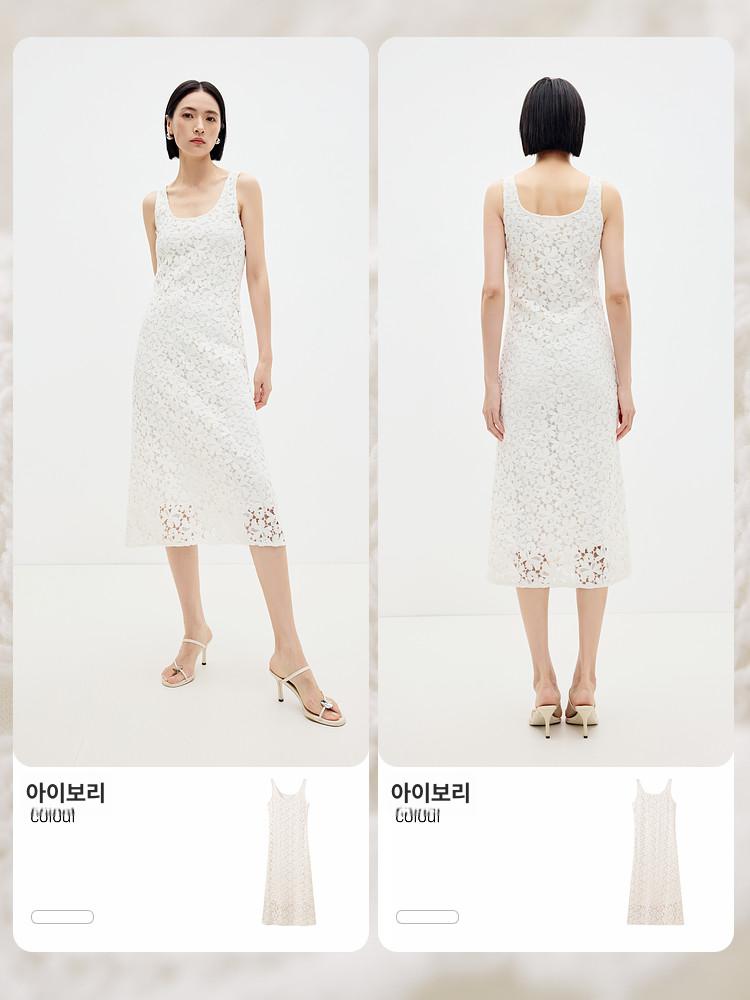 펀칭 플라워 나시 원피스 시스루 휴양지 비치 드레스 - 상세 이미지 5