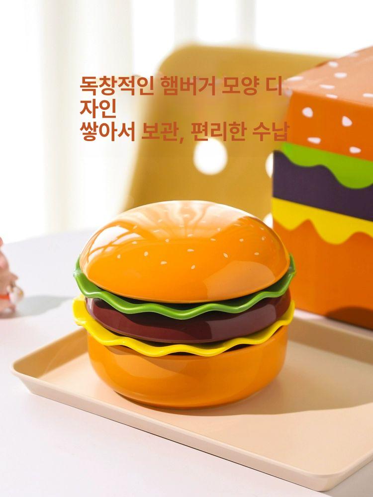 햄버거 그릇 접시 세트 도자기 디자인 파티 선물용 - 상세 이미지 3