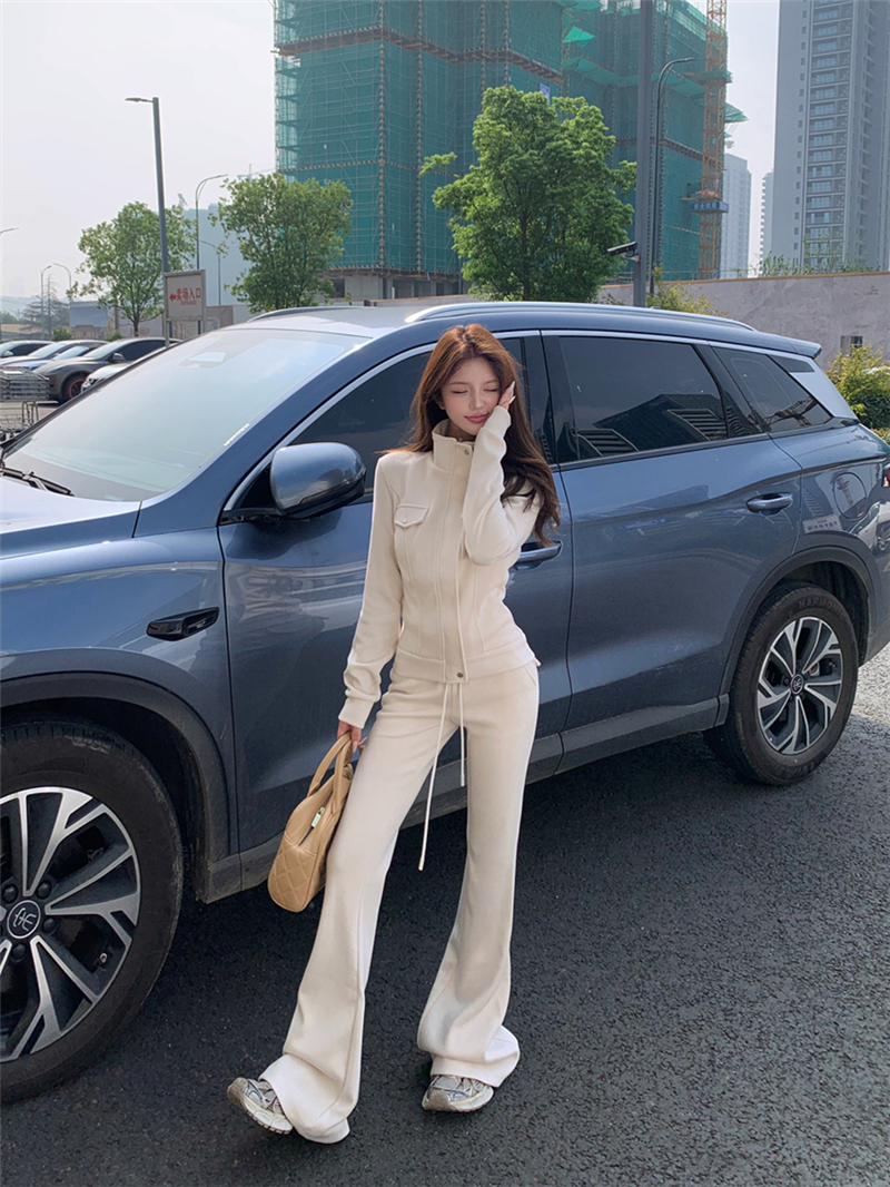 아이보리 투피스 포켓집업 자켓세트 부츠컷팬츠 - 상세 이미지 5