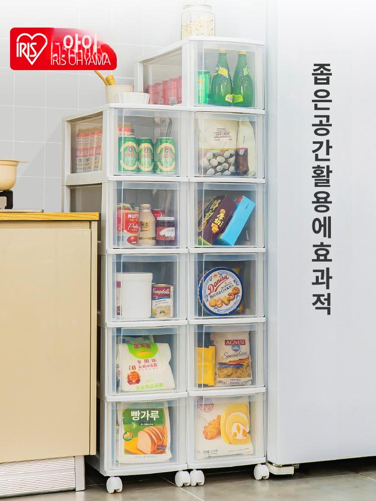 틈새 수납장 이동식 서랍장 슬라이딩 서랍 틈새장 투명 20cm 표준 바퀴 포함 3-4칸 3개 - 상세 이미지 2