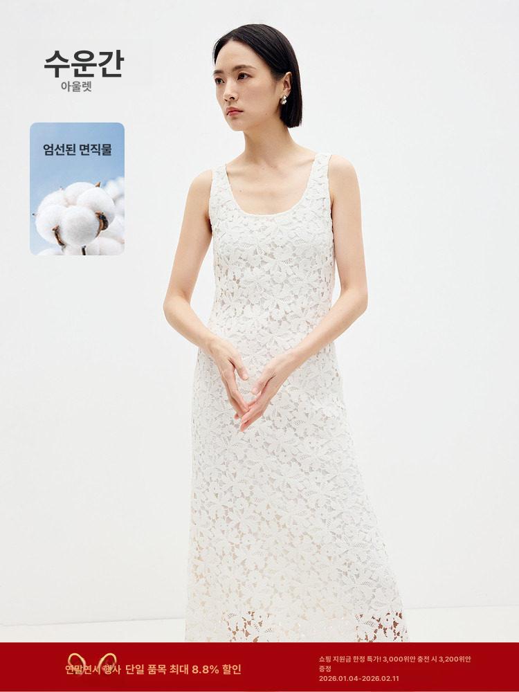 펀칭 플라워 나시 원피스 시스루 휴양지 비치 드레스 - 상세 이미지 2