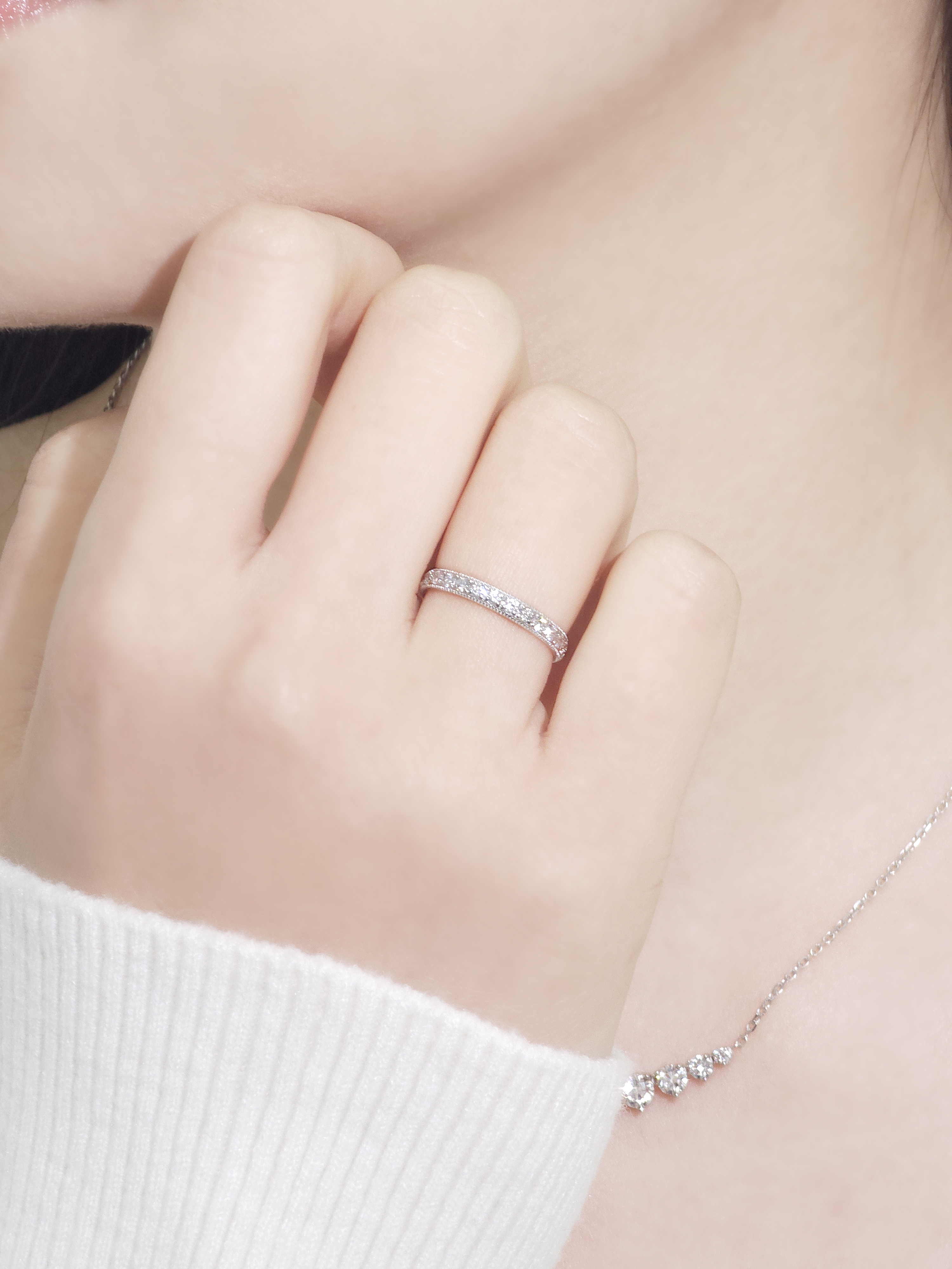 랩다이아몬드 가드링 밀그레인 세팅 반지 1.75mm 14k 18k 이미지 6