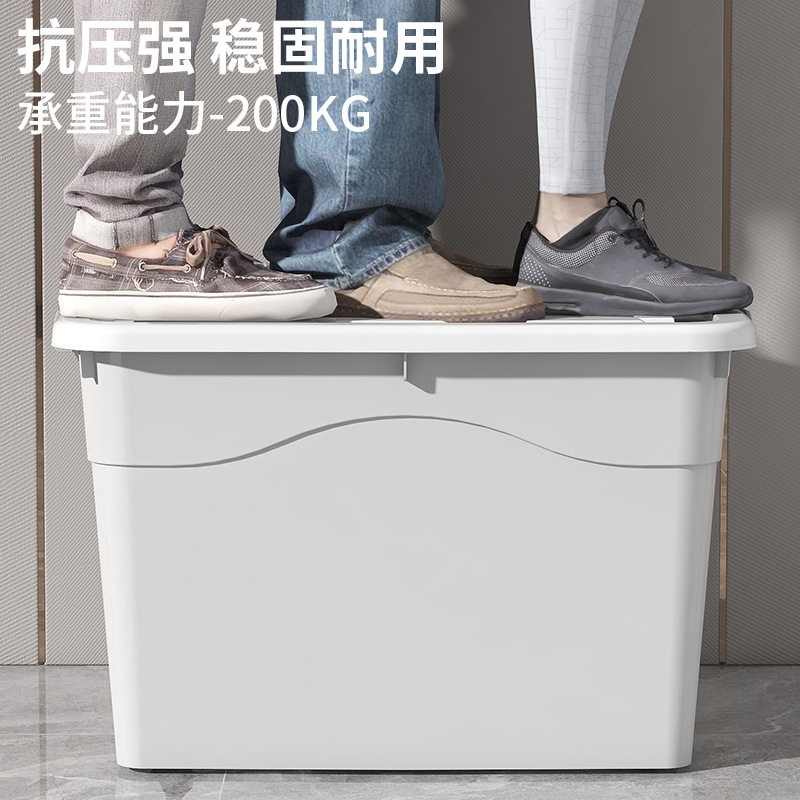 대형 리빙박스 플라스틱 수납박스 책 투명 대용량 옷 정리함 수납함 이불 노르딕 블루 32.5x23.5x18.5cm (바퀴X) - 상세 이미지 4