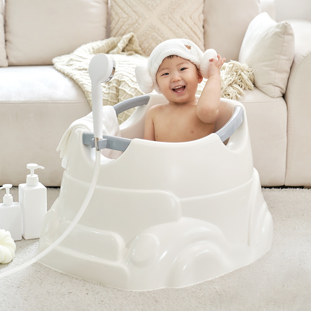 허그붕붕 아기욕조 국내생산 통 목욕 유아욕조 샤워기거치