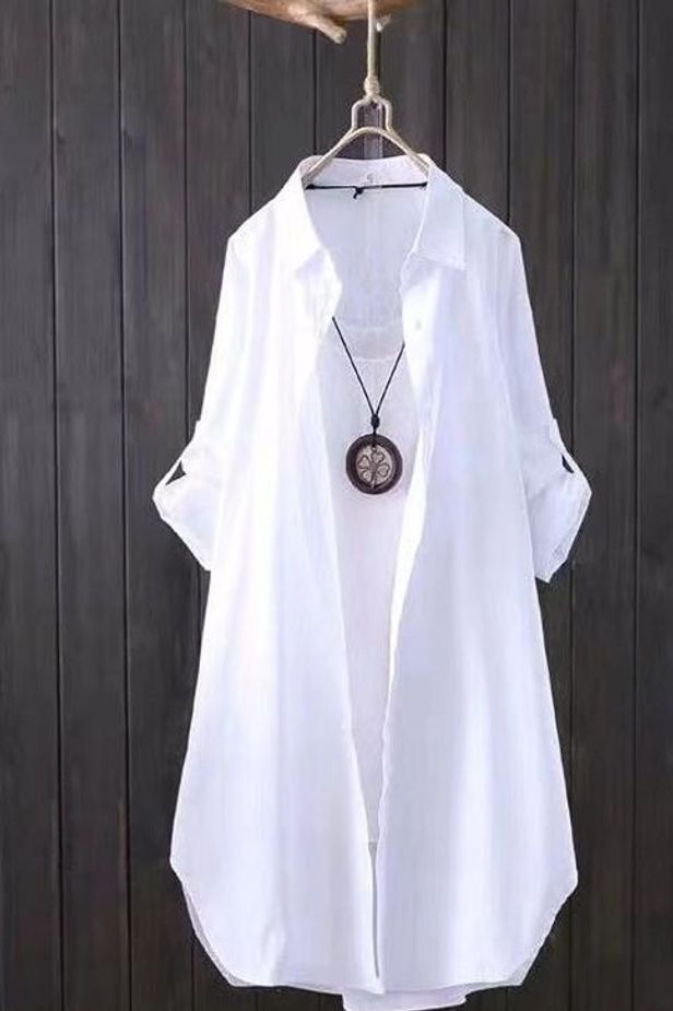 여성 여름 화이트 롱 가디건 자외선 차단 휴양지 코디 - 상세 이미지 5