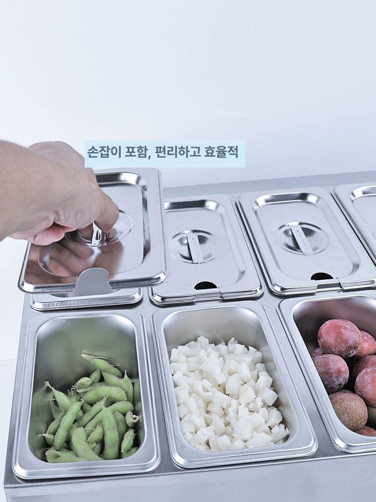 스테인리스 소분용기 업소용 뷔페 반찬통 카페 토핑통 6인분 1단 3칸 - 상세 이미지 4