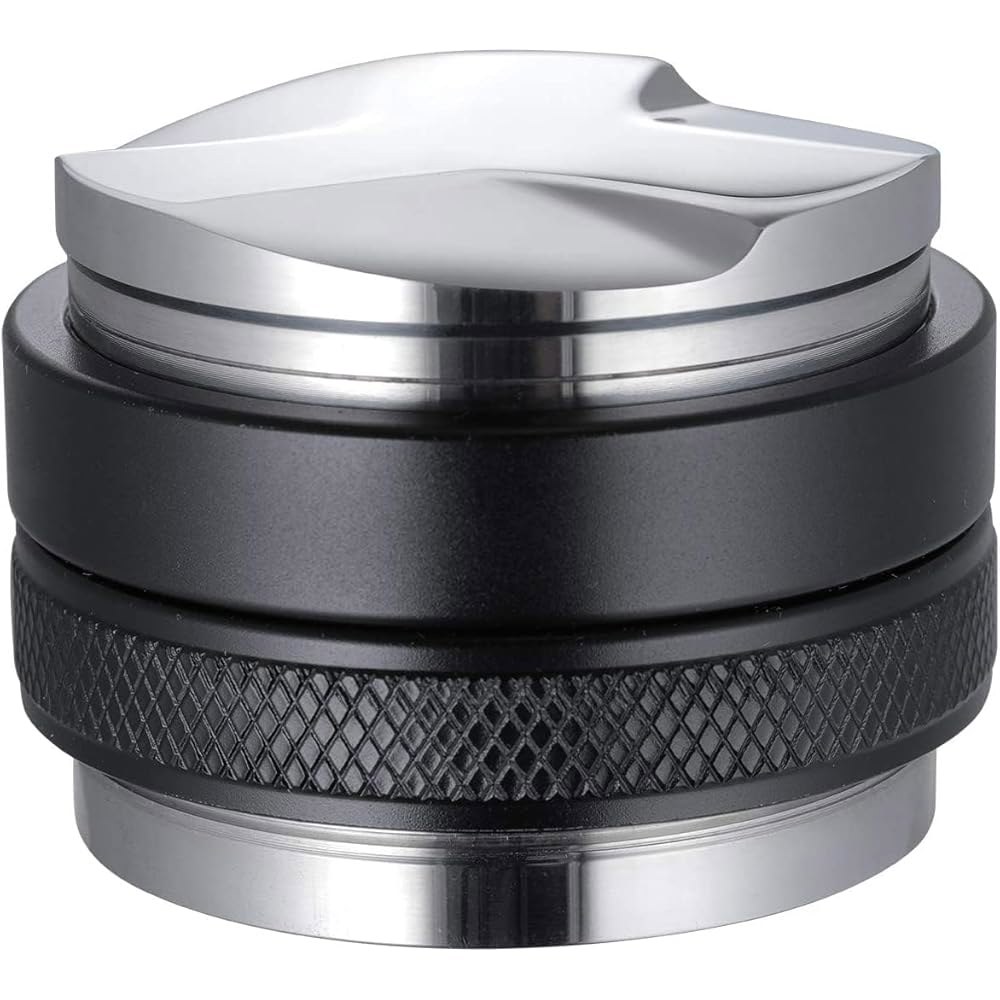 MATOW 53mm 커피 유통업체 및 변조기, 브레빌 54mm 포터필터와 호환되는 듀얼 헤드 레벨러, 깊이 조절 가능 - 전문가용 에스프레소 핸드 변조기 - 상품 이미지