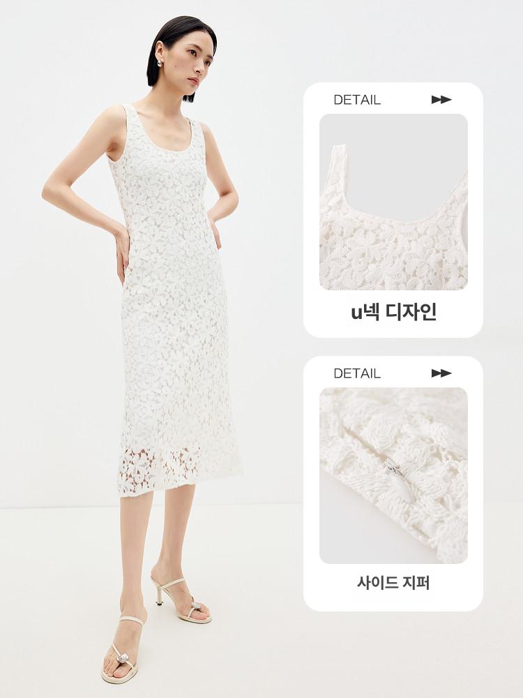 펀칭 플라워 나시 원피스 시스루 휴양지 비치 드레스 - 상세 이미지 3