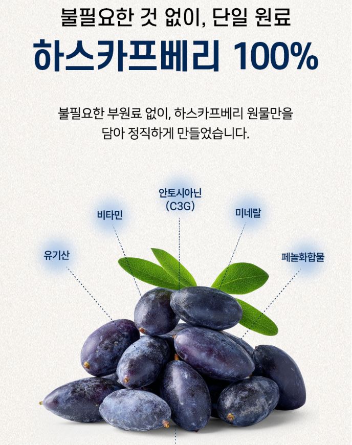 하스카프베리 동결건조 분말 폴란드산 하니베리 안토시아닌 C3G 50g, 3개 - 상세 이미지 4