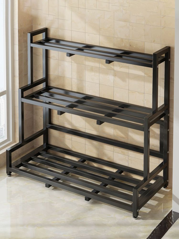 화분 진열대 플랜트 스탠드 꽃집 원형 화분선반 선반 트리플 칸 80cm - 상품 이미지