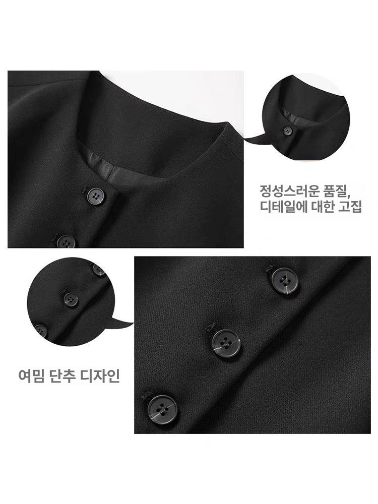 여성 슬림핏 정장 조끼 여름 하객룩 베스트 코디 - 상세 이미지 3