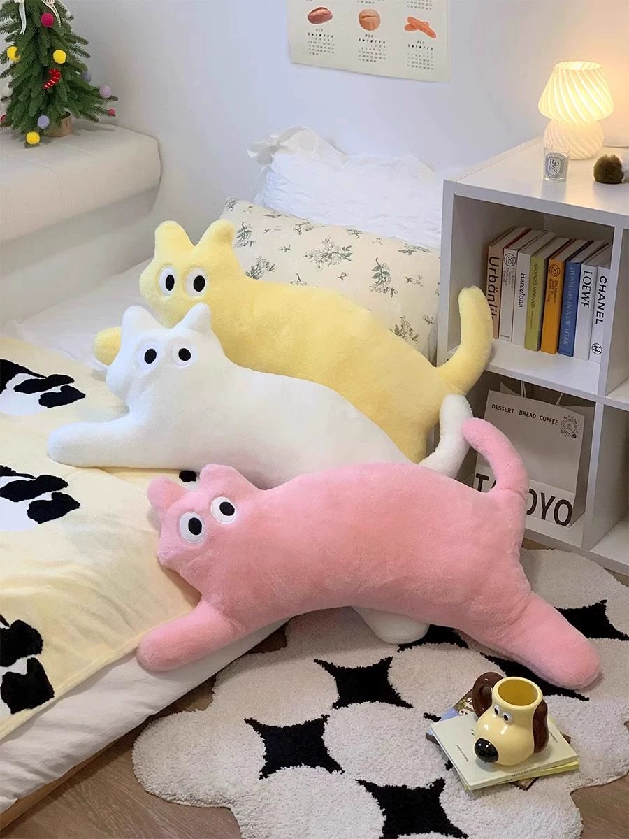 고양이 모양 바디필로우 쿠션 부드러운 인테리어 퍼 인형 - 상세 이미지 4