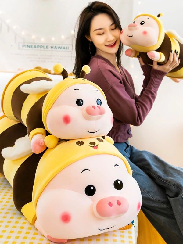 꿀벌 돼지 바디필로우 대형 롱쿠션 인형 애착 베개 60cm - 상세 이미지 2