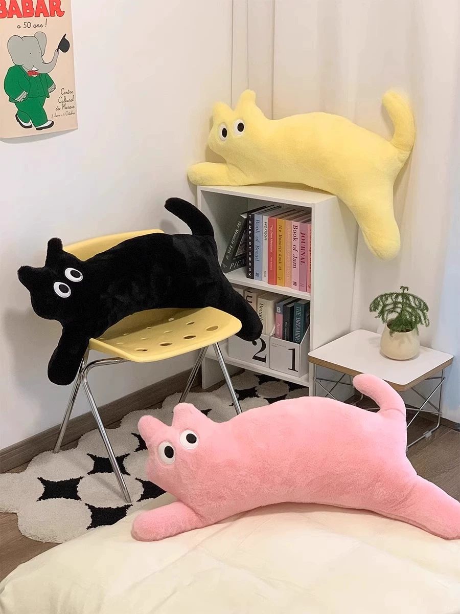 고양이 모양 바디필로우 쿠션 부드러운 인테리어 퍼 인형 - 상세 이미지 5