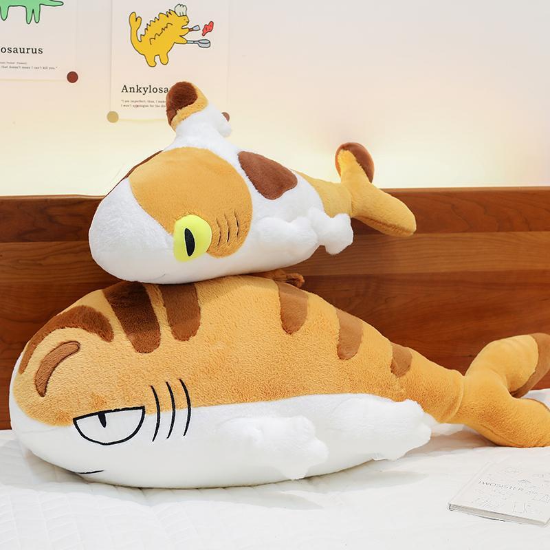 상어 애착 인형 모찌 촉감 거대 플러시 안고자는 롱쿠션 라지 오렌지 샤크 캣 150cm - 상세 이미지 3