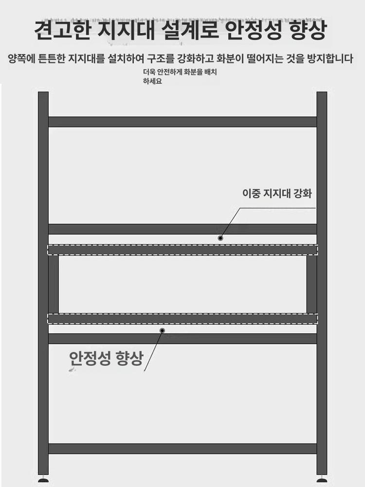 화분 진열대 플랜트 스탠드 꽃집 원형 화분선반 선반 트리플 칸 80cm - 상세 이미지 5