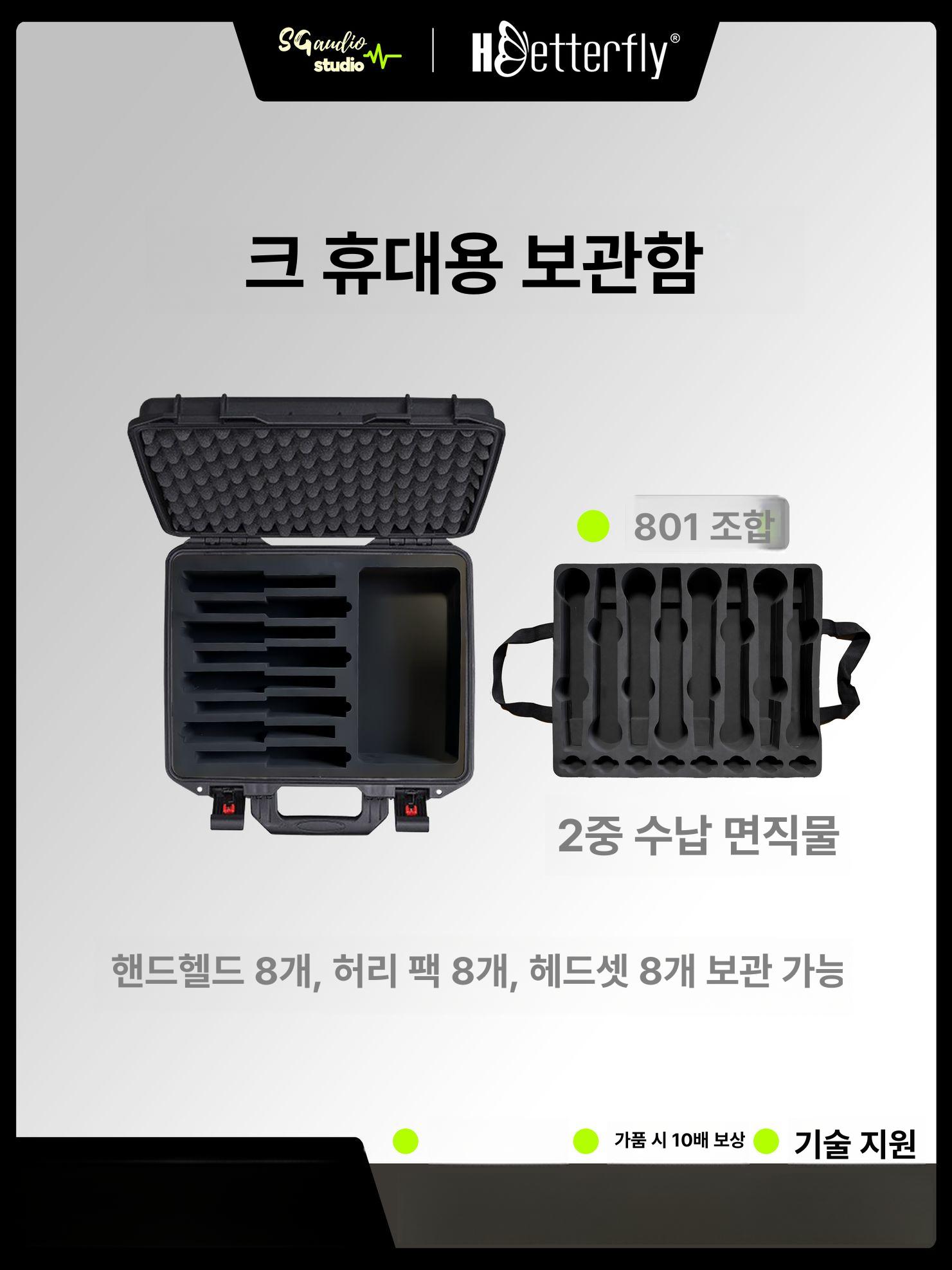 마이크 케이스 유선 무선 휴대용 보관함 방송 공연 장비 가방 - 상세 이미지 2