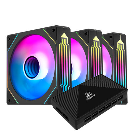 세고텝 Segotep NR12 ARGB PWM KIT 시스템 케이스 쿨러 (컨트롤러/3팩, 블랙)